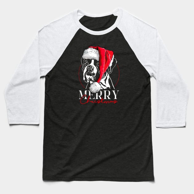 Funny Santa Boxer Dog Merry Christmas dog Baseball T-Shirt by wilsigns